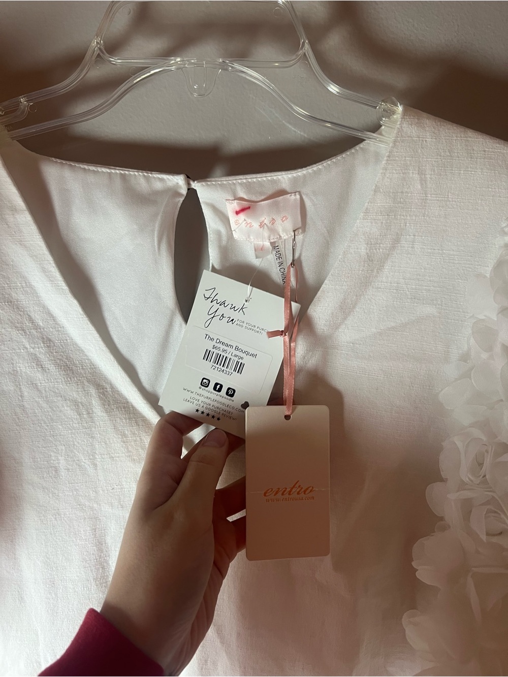 Entro NEW White Rose Sleeve Cotton Mini Dress Bridal Preppy Bachelorette Sz L - Picture 6 of 10